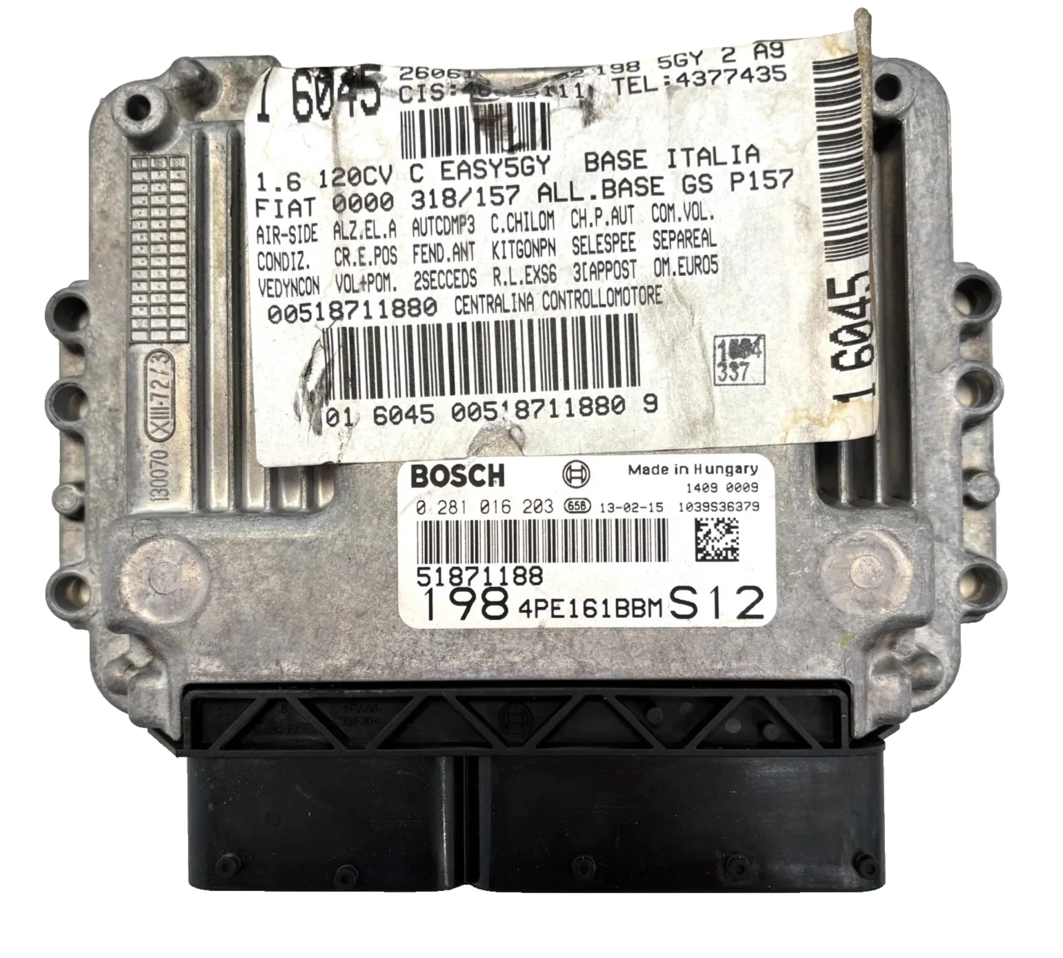 CENTRALINA MOTORE FIAT BRAVO 1.6 MULTIJET (198)(2007-2014) 51871188 - 0281016203